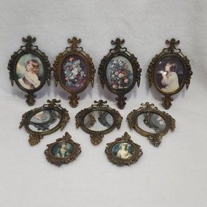 SOLD Set of 9 vintage metal frames from Italy in a golden bronze finish